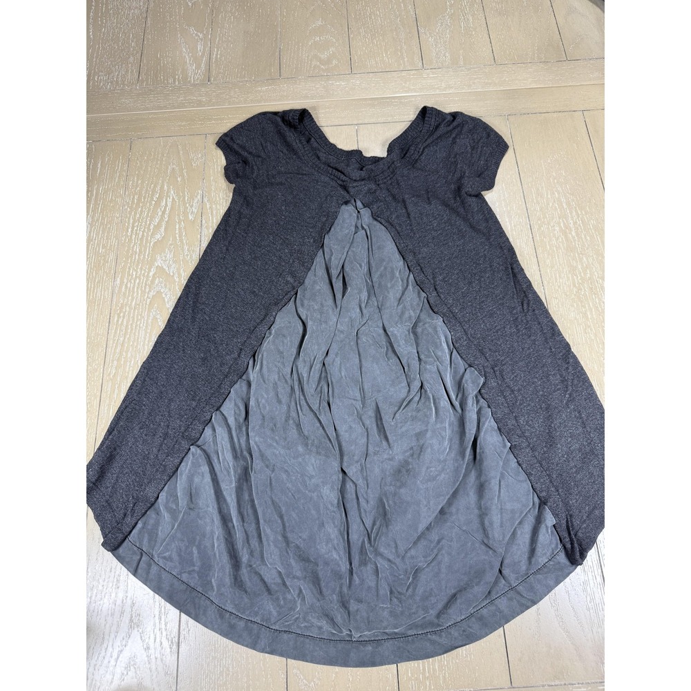 Lululemon‎ Shirt Womens Small Gray High Low Woven Back Yoga Tee Relaxed Fit